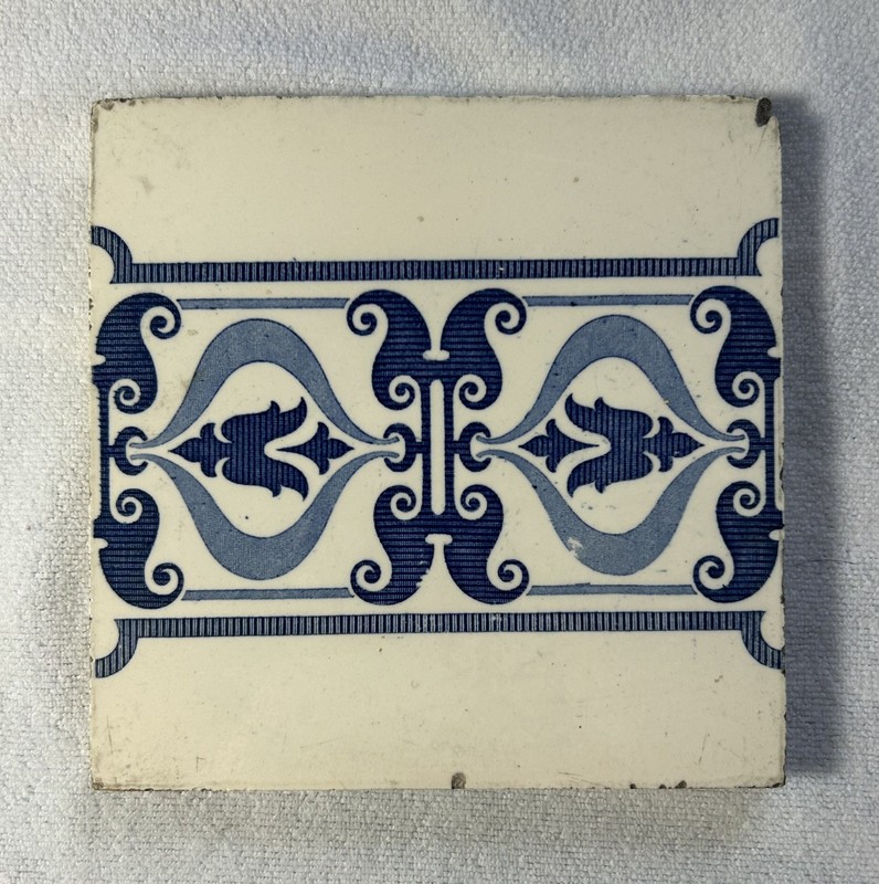 Antique Villeroy & Boch Mettlach Tile C1870 Delft Blue