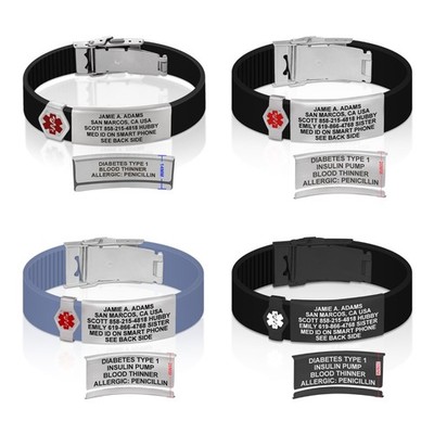 Divoti Custom Engraved Silicone Medical Alert ID Wristband Dual-Sided (19mm)