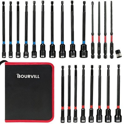 22+1 Nut Driver Set Magnetic, 1/4'' Impact Drill Driver Bit Set, Hex Shank, Metri