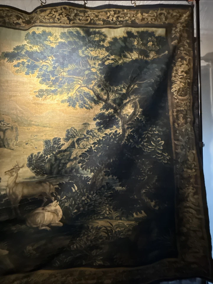 Verdure Tapestry Wall Hanging  17th Century Style Scene Natural Fiber RE559830 - Image 4 of 4