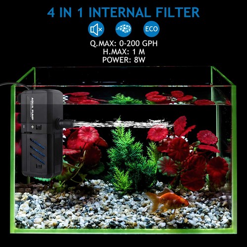 Submersible Aquarium Internal Filter 6W, Adjustable Fish Tank Filter with 132... - Picture 4 of 7