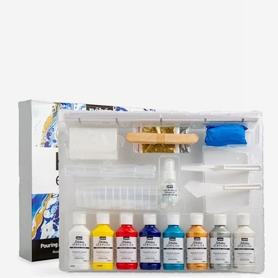 SALE 50% - Pebeo Acrylic Paint Pouring Experiences Complete Kit Set 47pc