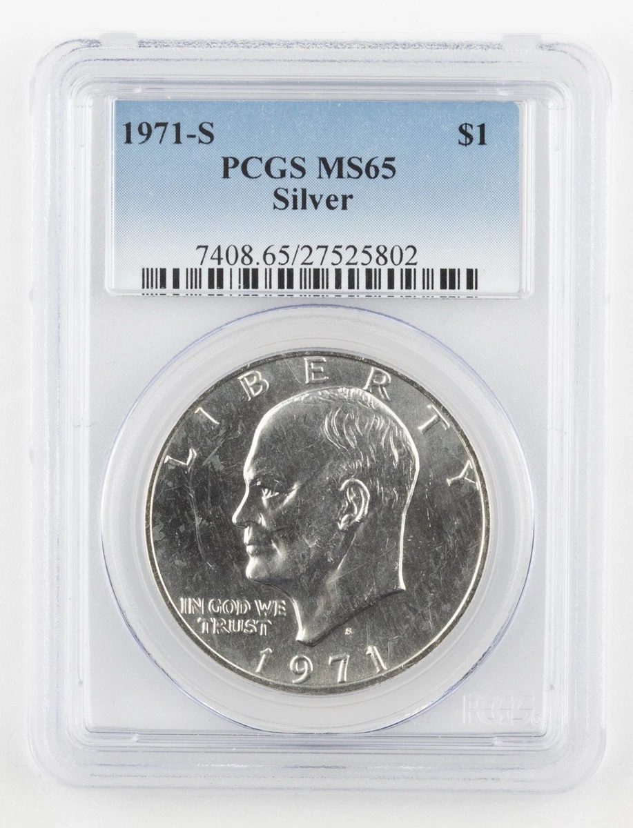 PCGS MS65 1971年S $1 シルバー アイゼンハワー ドル  638 Silver MS 65 Graded 1971 Eisenhower Dollars (1971-1978) for sale