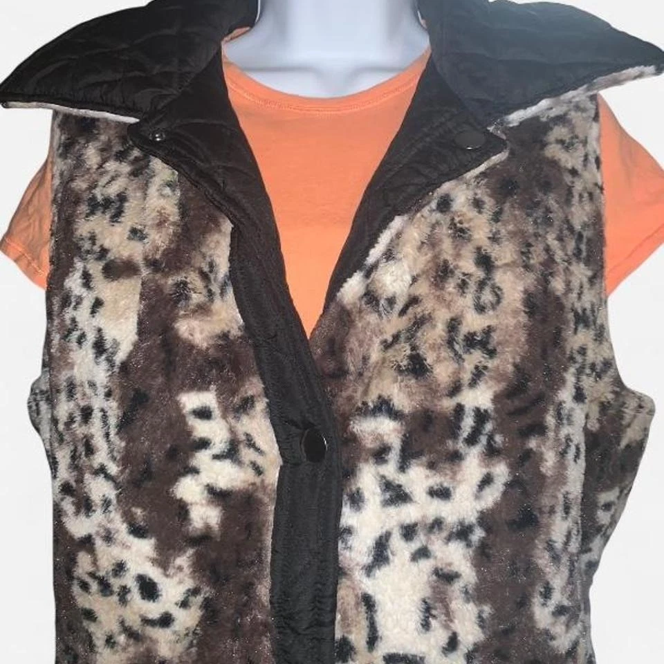 KC Collections Reversible Foldover Collar Button Vest - Size XL - Image 2 of 4