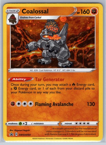 Coalossal SWSH054 Holo Promo Sword & Shield Promo Near Mint
