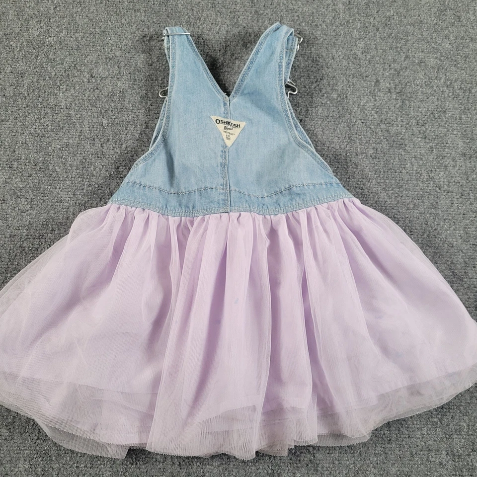 Oshkosh B’gosh Jumper Girl Toddler 4T Denim Unicorn Vestbak Overalls Tulle - Image 4 of 4