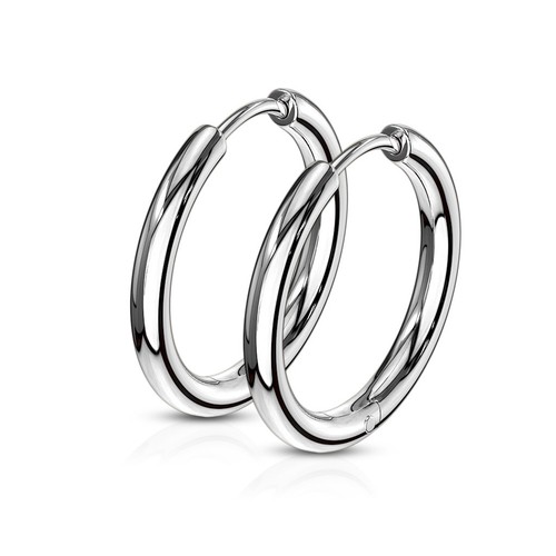 Pair of 20 GA Hinge Action Seamless Hoop Earrings Black Gold IP or Steel C281 - Picture 22 of 22