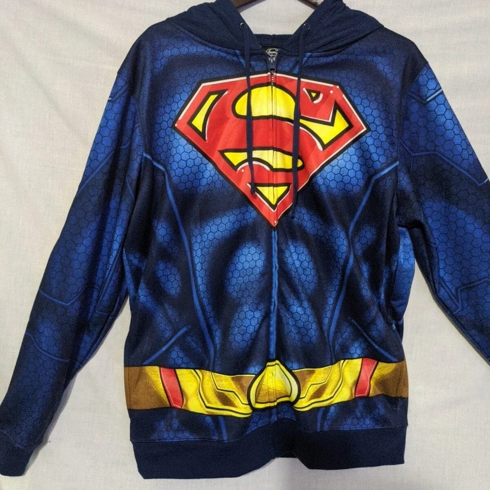 Chaqueta Superman L Azul Cremallera De Colección DC Comics S15 RN#115665 Nueva Sin Etiquetas Foto 2 de 4
