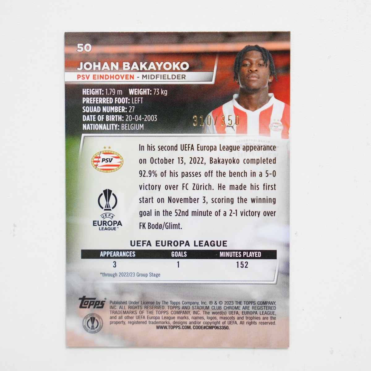 2022-23 Topps Stadium Club Chrome UEFA Black&White Prism