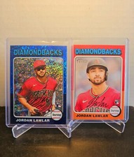 JORDAN LAWLER RC 2023 Topps Heritage BLUE SPARKLE CHROME REFRACTOR #429 & Base