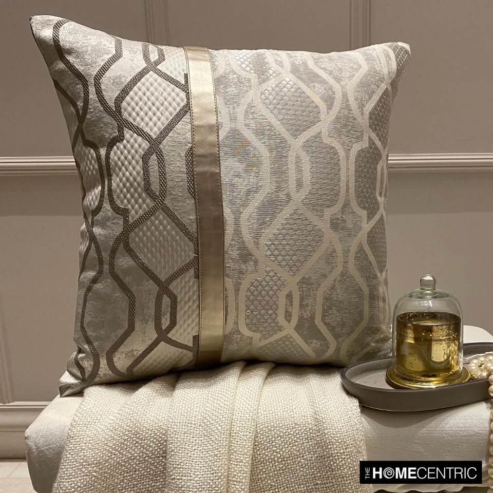 Funda Cojín Sofá Decorativa Dorado 16"x16", Decoración Hogar Seda - Multitud Lujo Foto 2 de 4