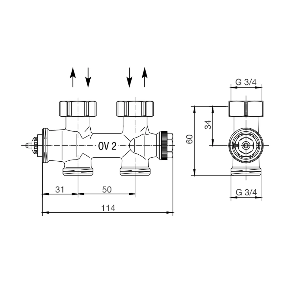 Oventrop Multiblock T Durchgangsform G3/4 - Bild 2 von 2