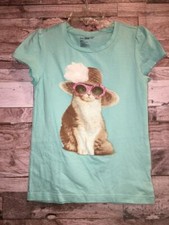 NWT BABYGAP BABY GAP GIRLS CAT TEE T SHIRT TOP 5T 5 YEARS BLUE CORAL LADYLIKE