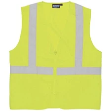 ERB Delta Plus WELS388Z S388Z Class 2 Solid Oxford Zip Safety Vest, Hi Viz Lime,