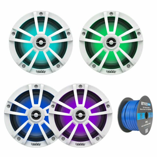 Enrock Marine Infinity Reference 8 inch Marine LED Speakers with Tinned ...