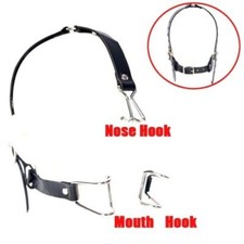 Metal Open Mouth Bite Gag BDSM Bondage Nose Mouth Hook Open Leg Head Harness