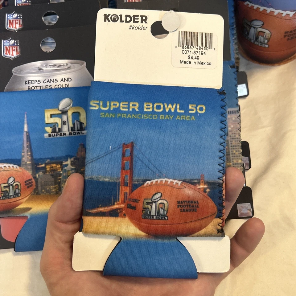 SUPERBOWL 50 SAN FRANCISCO BAY AREA (24) CAN CADDY KOLDER SOPORTES Con Dos Tazas Foto 3 de 4