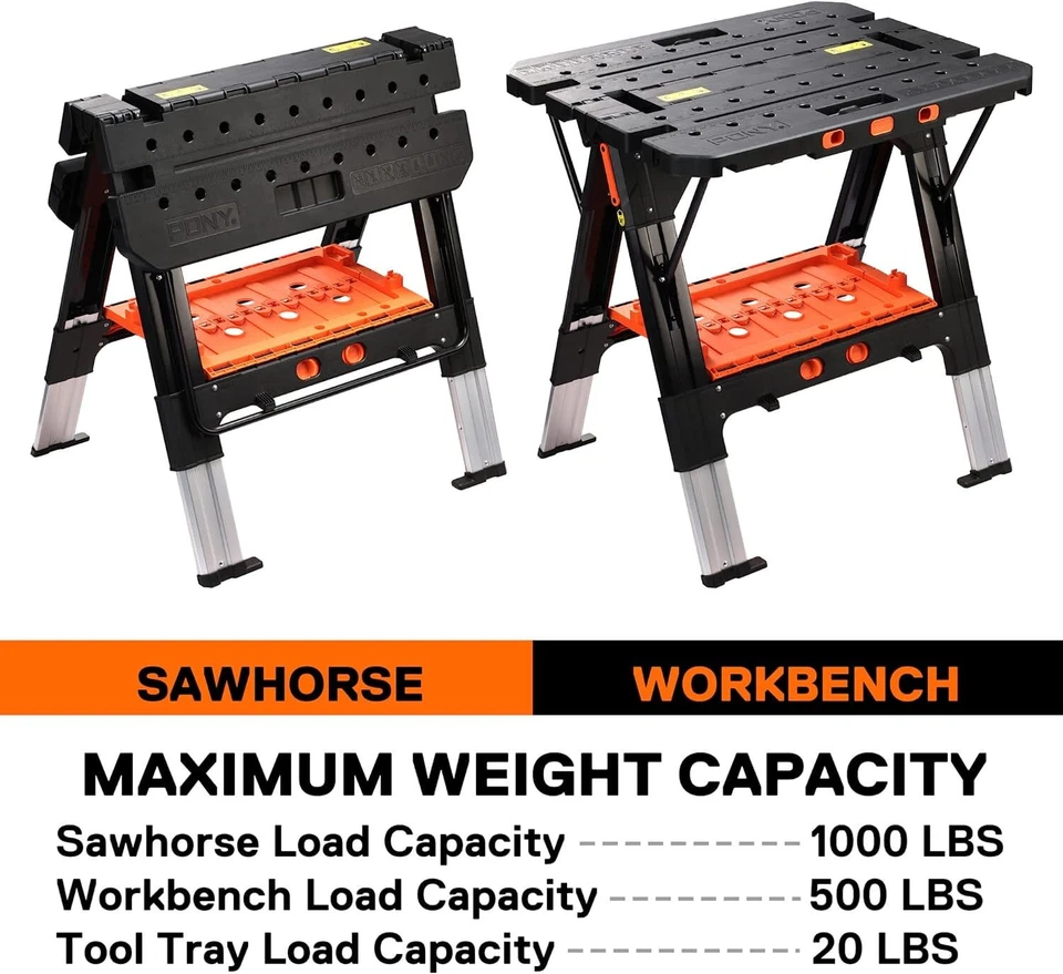 Pony 2-in-1 Portable Work Bench with 4-PC Clamp&2-PC Safety Strap&4-PC Bench Dog - Image 4 of 4