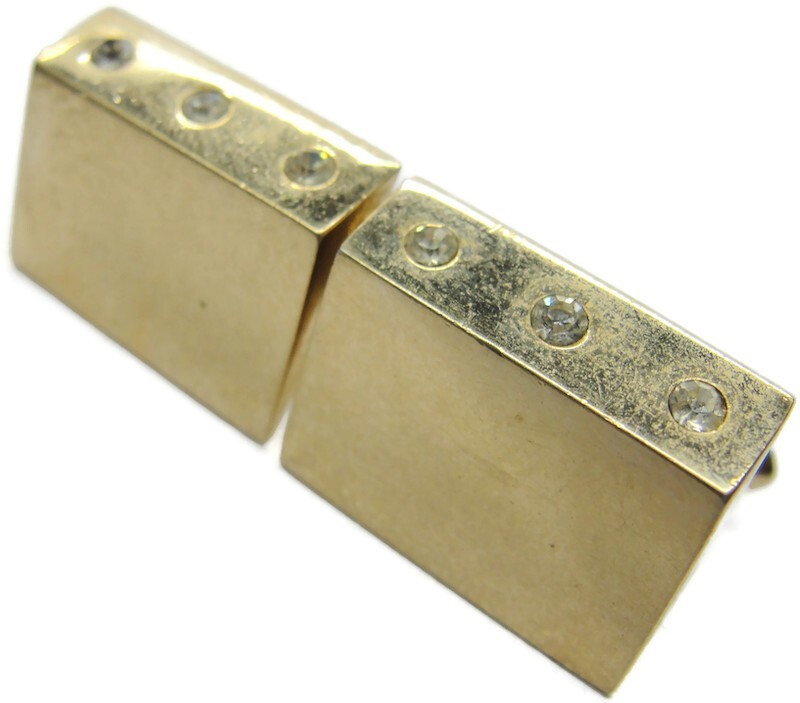 Swank Cufflinks Gold-Tone Rectangular Rhinestone … - image 9
