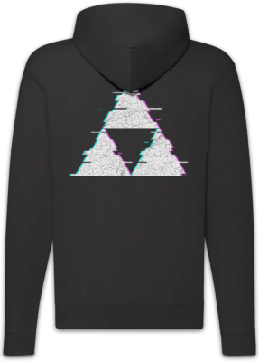 Sweat à Capuche Zelda Triforce Glitch – Logo Doré – Noir, Taille Standard Homme