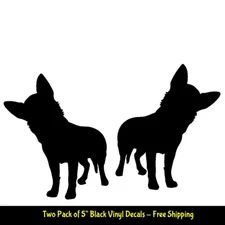 Curious Dog Head Tilted Two 5" Black Vinyl Decals Car Camper Truck Trailer