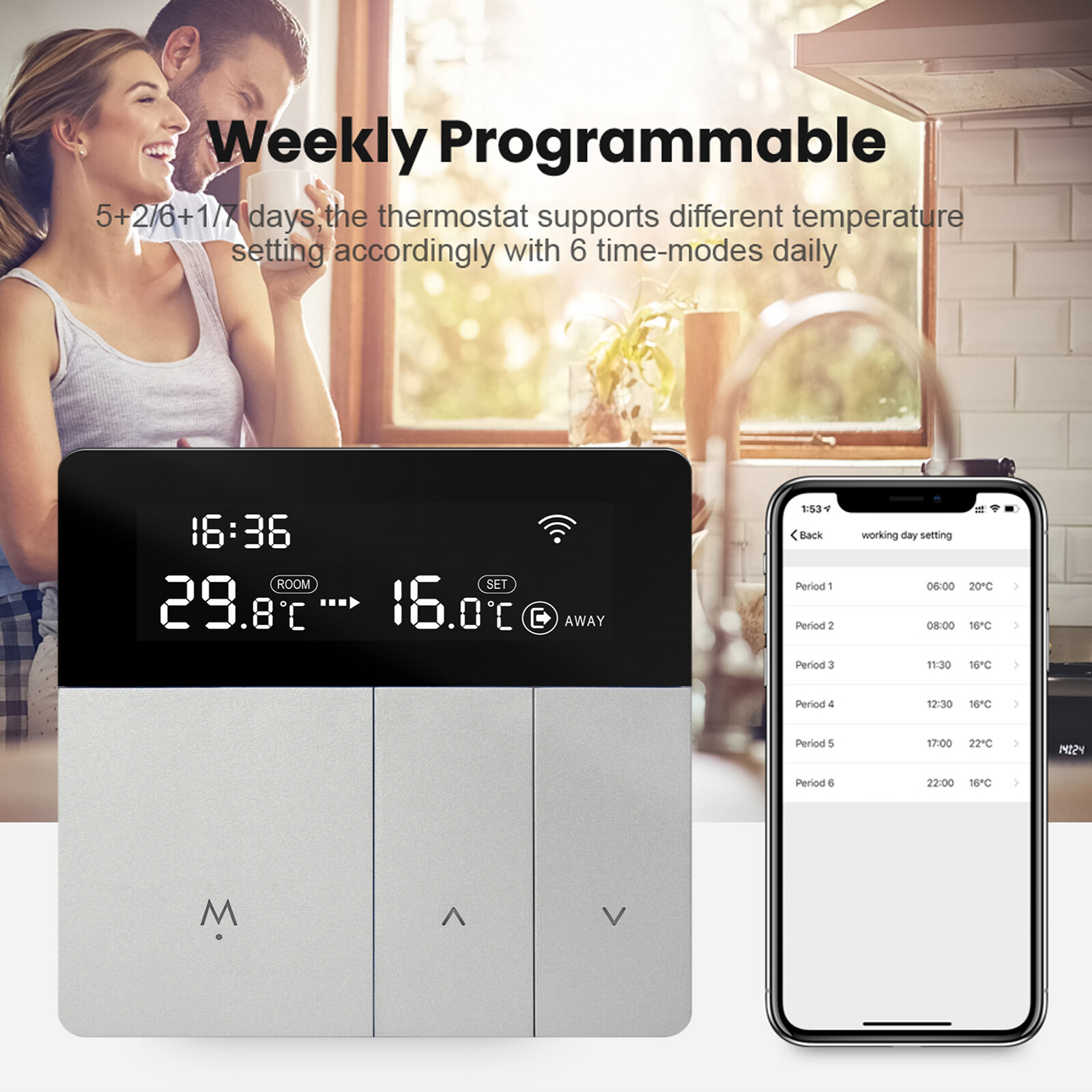 Smart Thermostat Temperature Controller WiFi Tuya Remote Control Work with Alexa-image