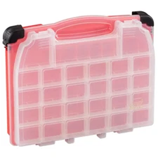 Small Parts Organizer 54-Compartments Double Cover Lockjaw Polypropylene Red