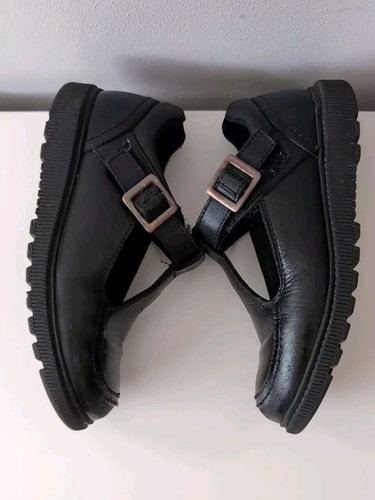 Girls Hush Puppies Leather Chunky T-Bar School Shoes - Dual Fit - Size 1 - Foto 5 di 10