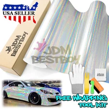 Holographic Glitter Silver Rainbow Chrome Car Vinyl Wrap Sticker Decal Sheet