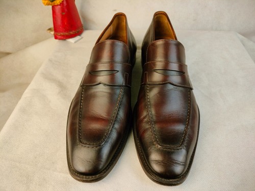 Santoni Men's Brown Leather Moccasins Size uk 7.5 - 第 4/15 張圖片