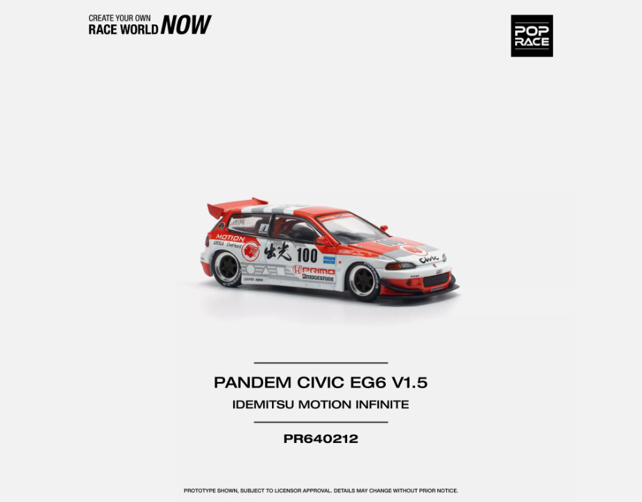 Pop Race Pandem Civic EG6 V1.5 Idemisu Motion Infinite #212 1/64