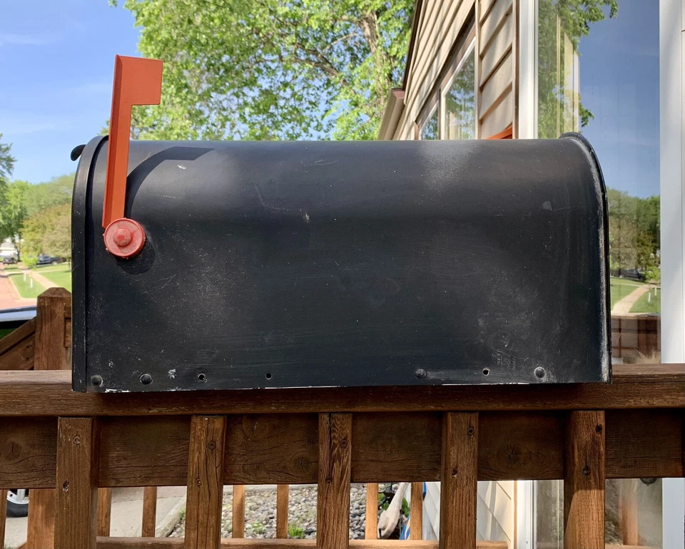 "Buzón grande de granja rural de EE. UU. acero negro 22"" x 11"" sin abolladuras hecho en EE. UU." Foto 2 de 4