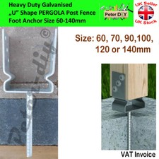 Image of Heavy Duty Galvanised ("U" Shape Pin) Post Fence Foot Anchors Size 60-140mm