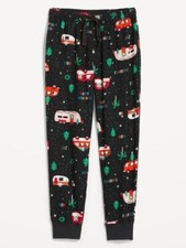 NWT Old Navy Women's M Black Cotton Flannel Jogger Pajama Pants Holiday Campers