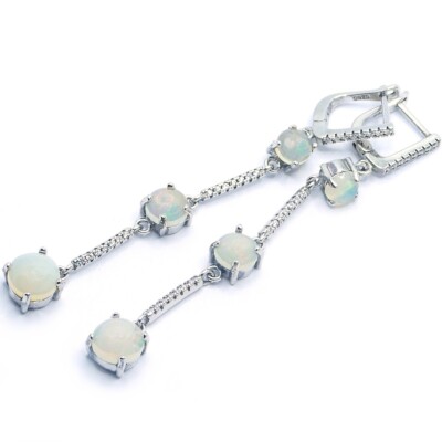 Edel Opal Klapp-Creolen 925 Sterling Silber mit Edelsteine Damen Ohrringe 