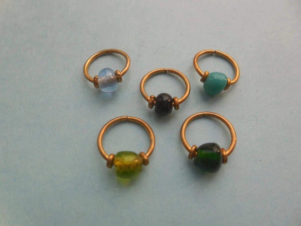 5 Ps Lot Gold Plated Beaded Nose Ring 20g Wire Hoop Fashion Jewelry 8MM Diameter - Image 3 of 4