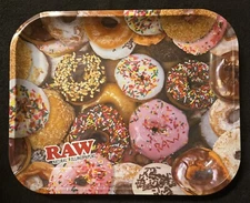 RAW Rolling Tray Large 14x11 Doughnuts Metal  Tobacco Hookah Water Pipe
