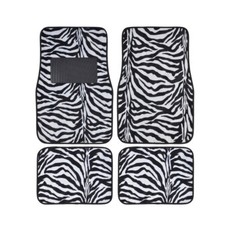 White Zebra Set Of 4 Car Truck Suv Front Rear Premium Carpet Floor Mats Set