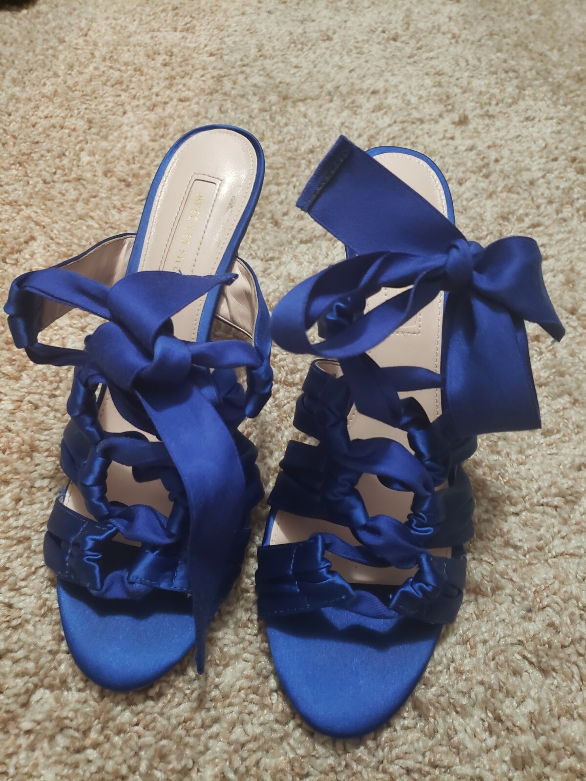 Avec Les Filles Womens Janelle Satin Open Toe Special Occasion, Blue, Size 7.5 image 3