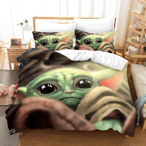 Yoda Bettwäsche Set Bettbezug Kissenbezug 135x200 200x200 220x240 Mandalorian DE - Bild 20 von 22