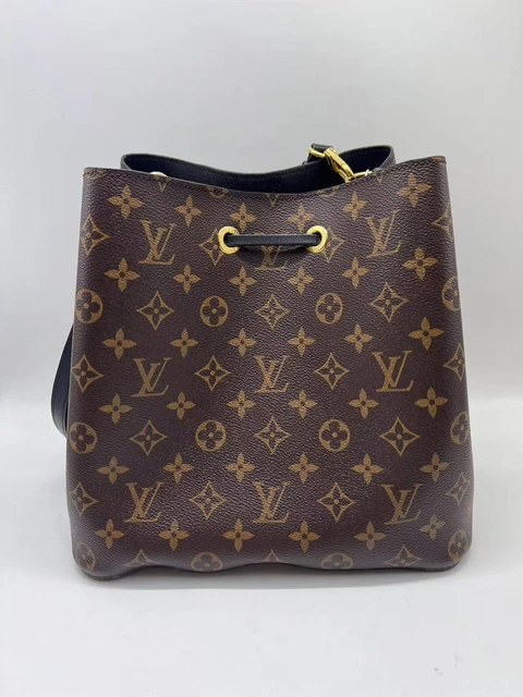 Pre-Owned Louis Vuitton LV Monogram Neonoe MM Black Bucket Bag Authentic