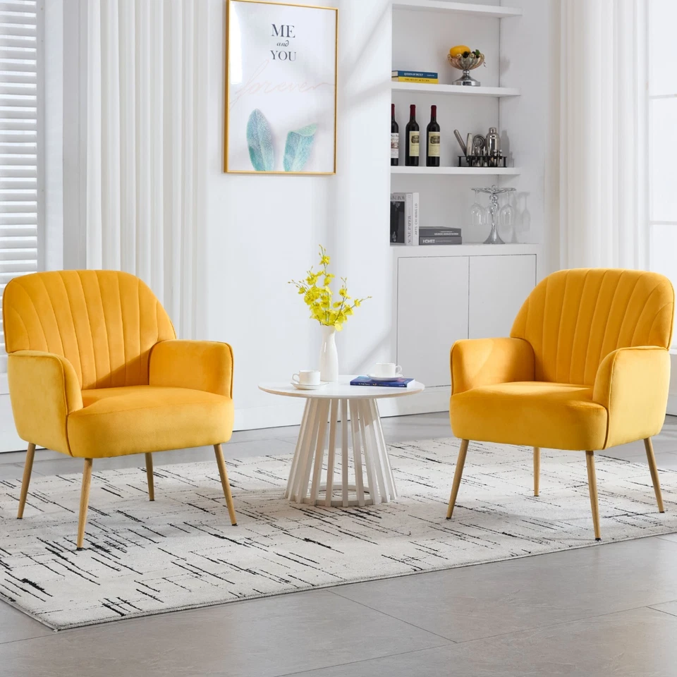 Silla de terciopelo moderna tapizada para dormitorio salón Foto 4 de 4