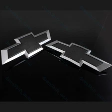 Set For 2022 2023 GM Chevy Silverado Black Front Grill & Tailgate Bow tie Emblem