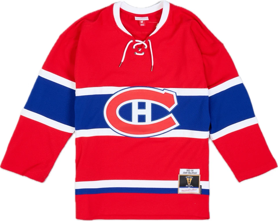 Camiseta deportiva Jean Bellevel roja Montreal Canadiens 1957/58 Power Play Mitchell & Ness Foto 2 de 4