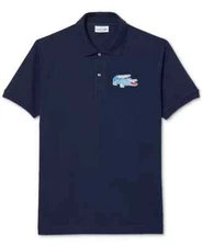 Lacoste Piqué Polo Shirt Men's Regular Fit Big Retro Croc Navy