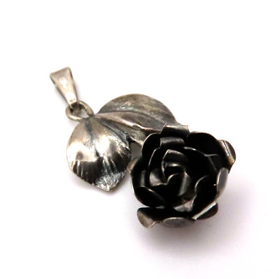 TeKa Rosen-Anhänger 835er Silber Vintage Flower Pendant Silver Mid-Century *F