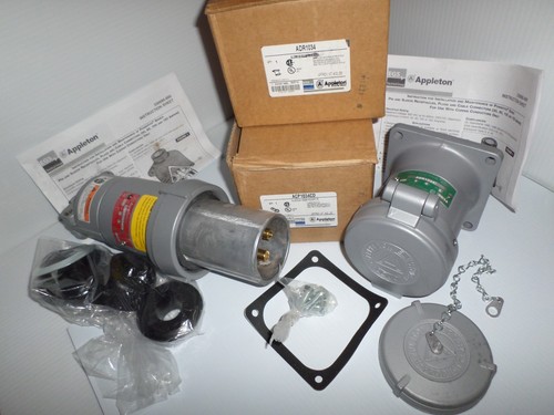 ⭐NEW⭐ APPLETON ACP1034CD&ADR1034 100-Amp PIN&SLEEVE GENERATOR PLUG&RECEPTACLE - Picture 2 of 8