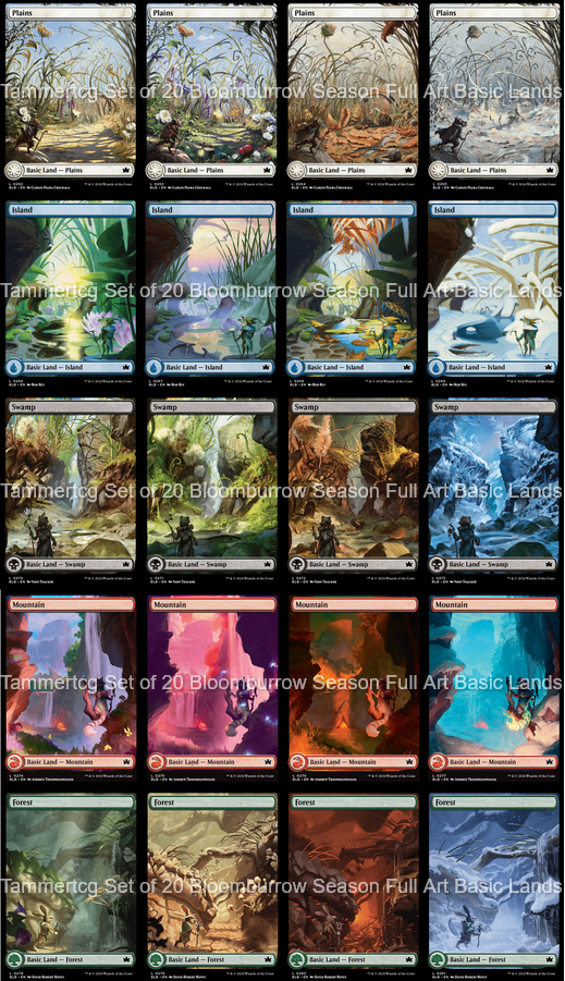 20x Foil Bloomburrow 4 Seasons Full Art Land Set Magic the