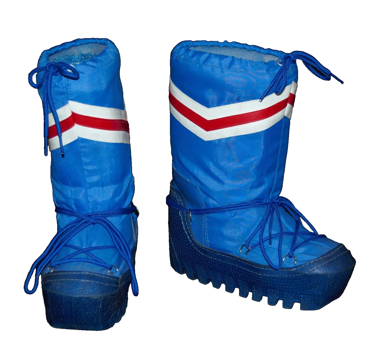 Vintage Lasco Moon Boots Blue White Red Laces 1980 Korea Size 5-6