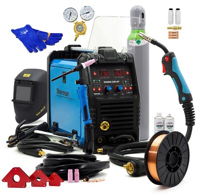 SET Sherman  MIG/MAG Schweißgerät WIG 200A Punktschweißen Synergie 3in1 Inverter